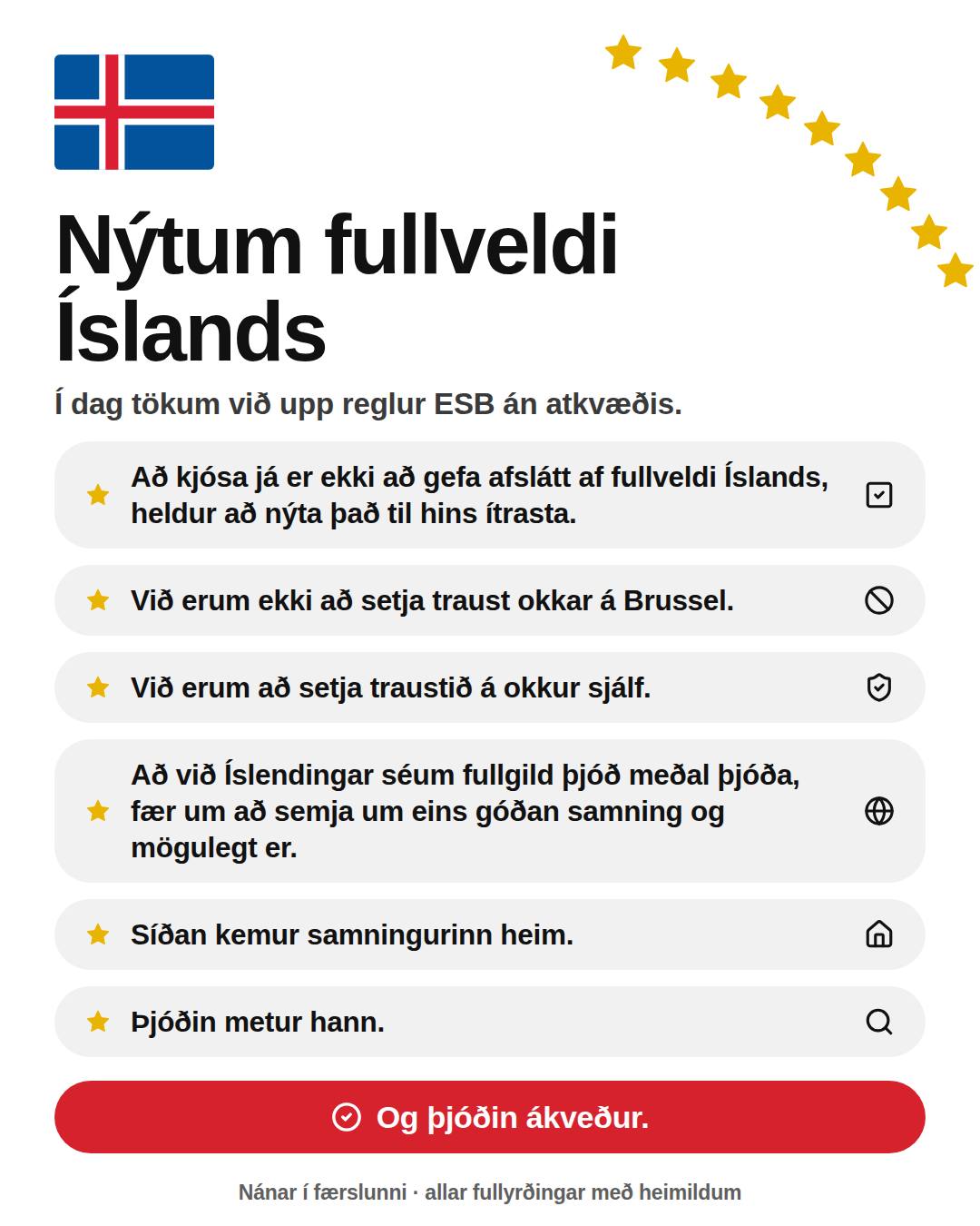 Yfirlitsmyndin Nýtum fullveldi Íslands
